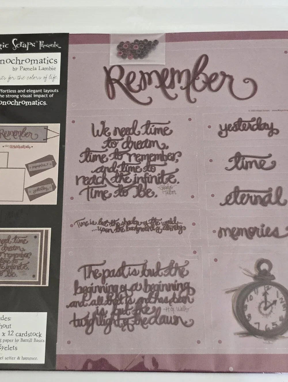 new MAGIC SCRAPS Monochromatics Remember Themed Scrapbook Junk Journal Combo Kit